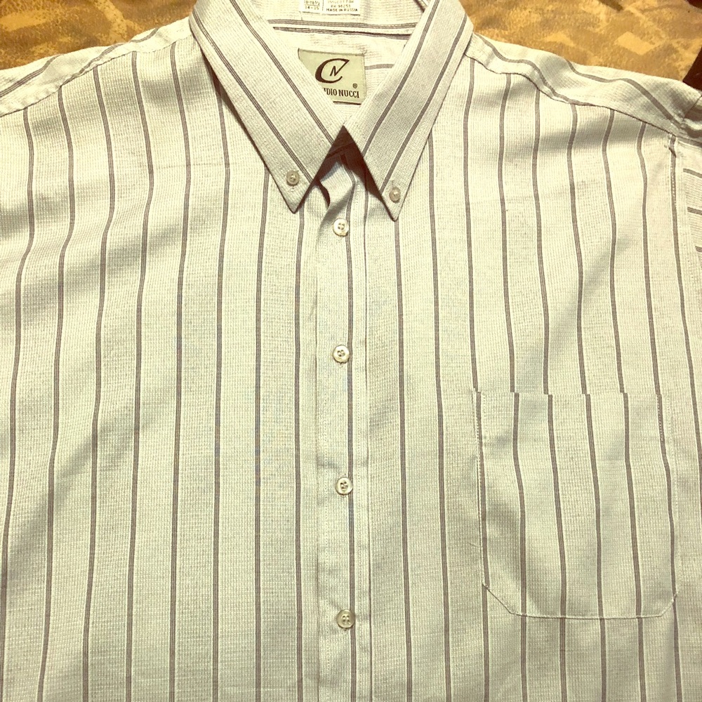 Men’s Gray striped long sleeve dress shirt